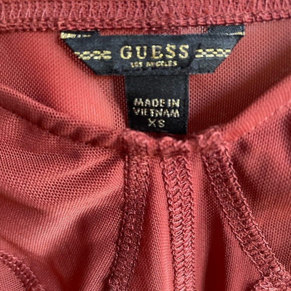 𝗡𝗪𝗧 GUESS spicy orange bodysuit mesh transparent contour sienna clay XS MELINDA - Picture 6 of 12